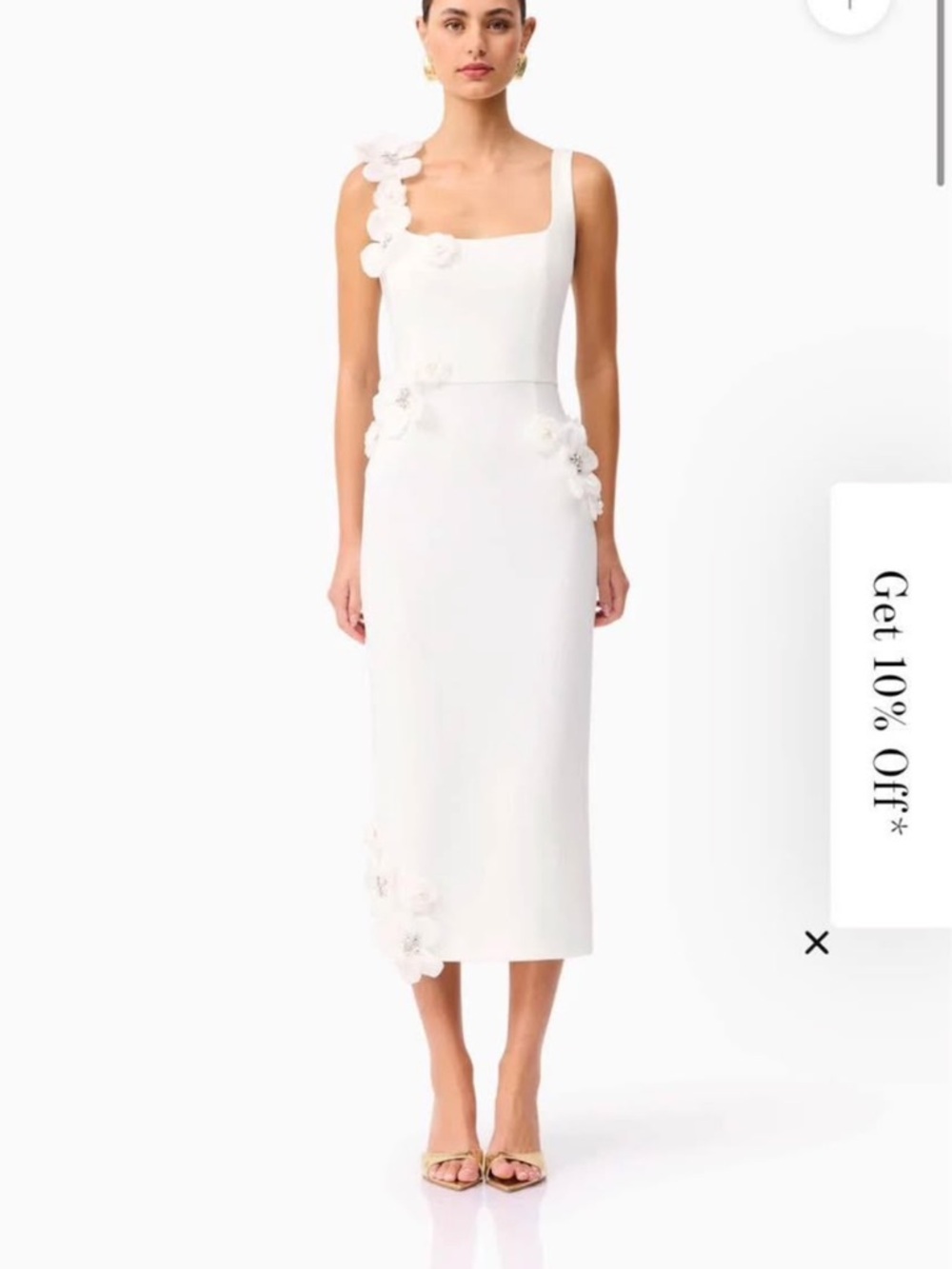 Elliatt White Floral-Applique Midi Dress